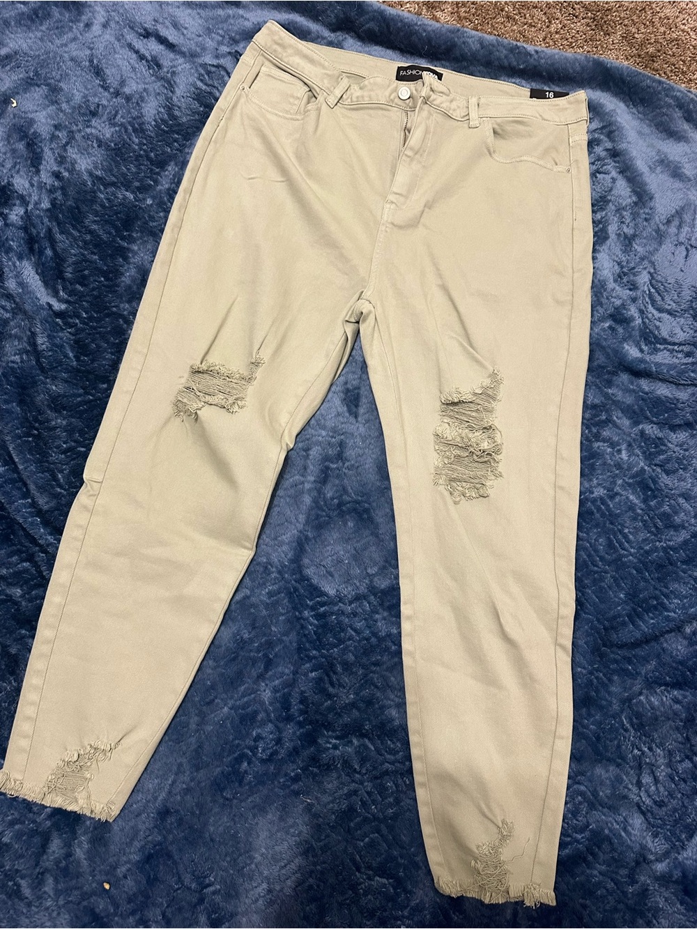High-Rise Distressed Women’s Jeans in Light Green
